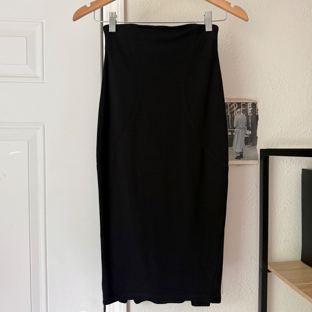 LAURA BYRNES‎ black pencil mod pinup retro knit midi length skirt